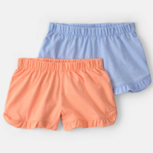 Baby Girl 2-Pack Flutter-Hem Fashion Shorts - Orange/Blue