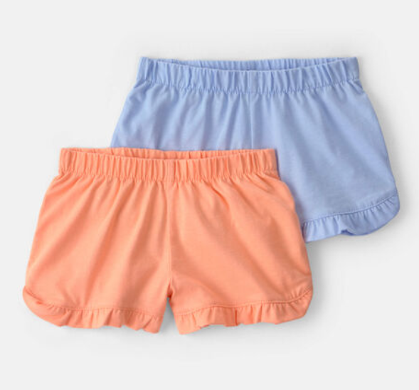Baby Girl 2-Pack Flutter-Hem Fashion Shorts - Orange/Blue