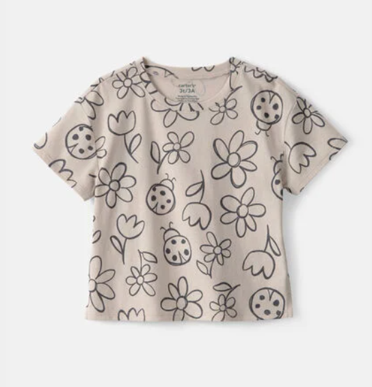 3T Toddler Girl Floral Top - Grey