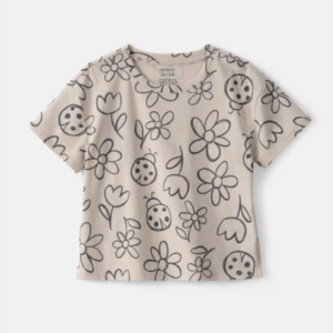 4T Toddler Girl Ladybug Floral Top - Brown