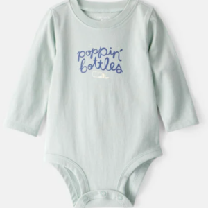 Baby Cotton Long-Sleeve Graphic Bodysuit - Blue