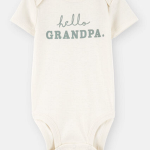 3M Baby "Hello Grandpa" Announcement Cotton Short-Sleeve Graphic Bodysuit - Ivory
